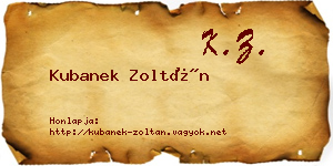 Kubanek Zoltán névjegykártya